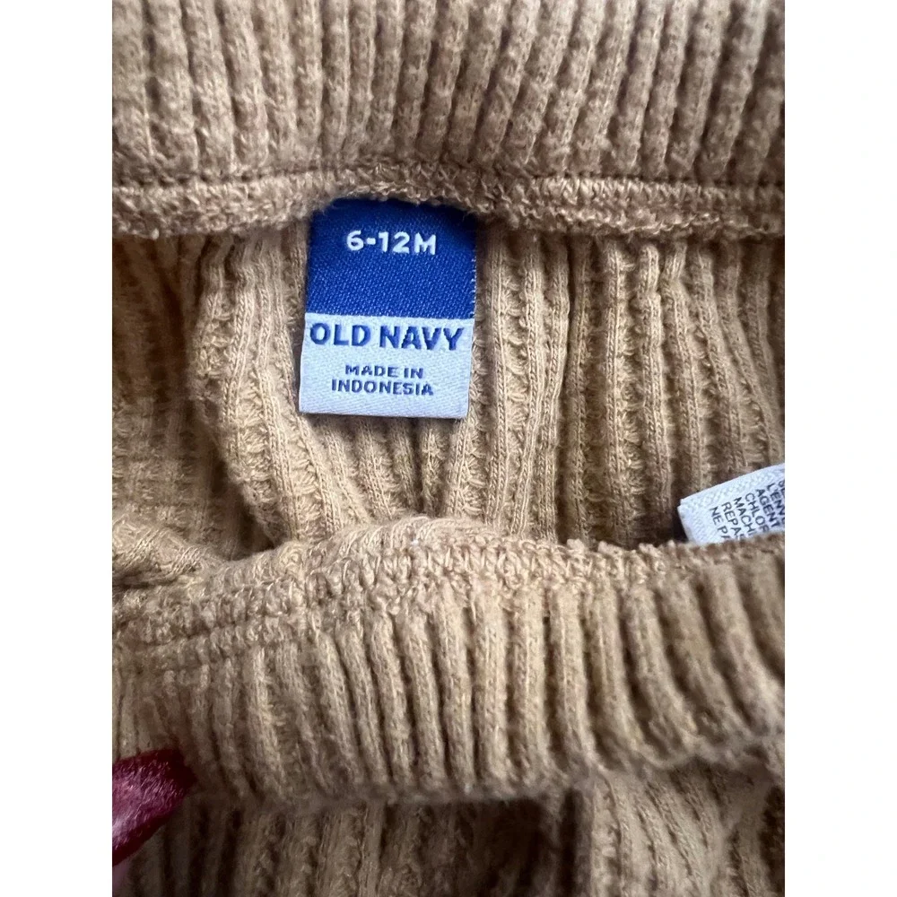 Old Navy & Carter's Knit Pants Bundle Baby 6-12M Modern Waffle & Striped 3pk